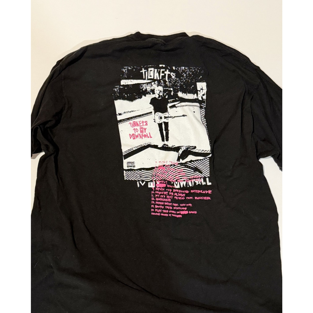 Machine Gun Kelly Tickets To My Downfall T Shirt Black Graphic Band Tee Mens 2XL